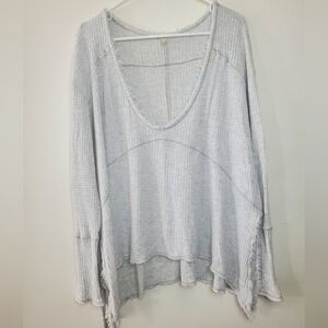 Free People Oversized Slouchy Scoop Neck Waffleknit Thermal Size Small